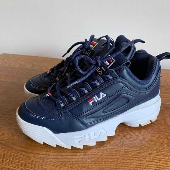 Fila Disruptor 2 Premium Mens Shoes Navy-White-Red size 5.5 Athletic - Picture 1 of 8